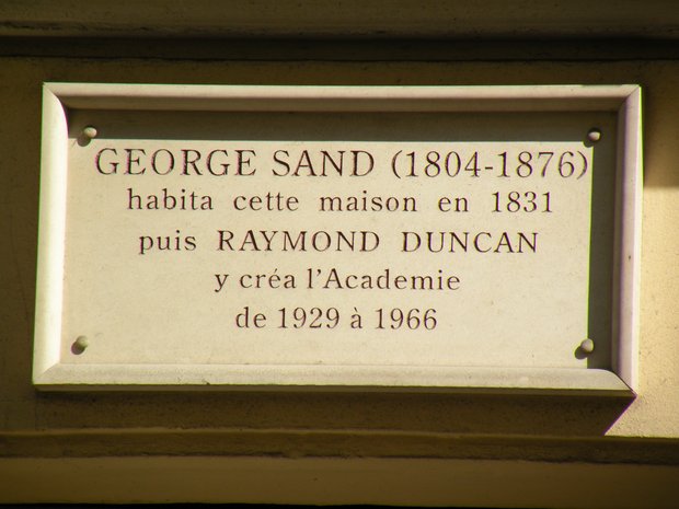  plaque commémorative en mémoire de Georges Sand et Raymond Duncan